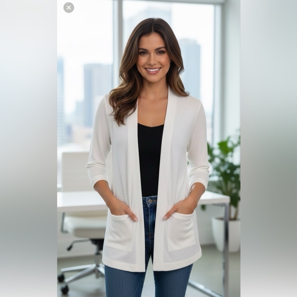 Wilfred Free Aritzia Ivory Cream Zlata open front cardigan sweater size small